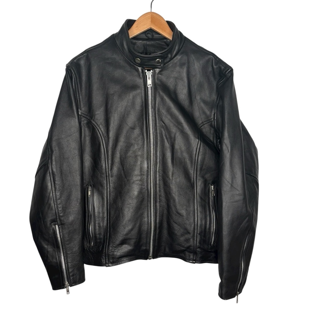 Vintage Women’s Mega Force Leather motorcycle Jacket Black size 14